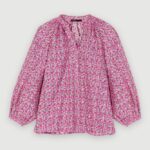 Riietus ee Maje naised lilledega trükitud pluus fuksia tikitud lilled 6FH8Z4307