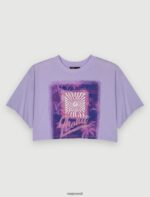 Riietus ee Maje naised palmipuu mustriga kärbitud t-särk parma violetne 6FH8Z4272