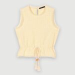Riietus ee Maje naised varrukateta lurex tweed top kahvatu kollane 6FH8Z4338